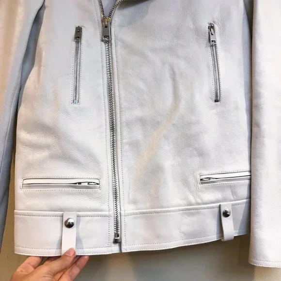 JOSEPH Ryder 100% Lamb Leather White Designer Classic Motorcycle Jacket 36 RARE - Picture 5 of 12